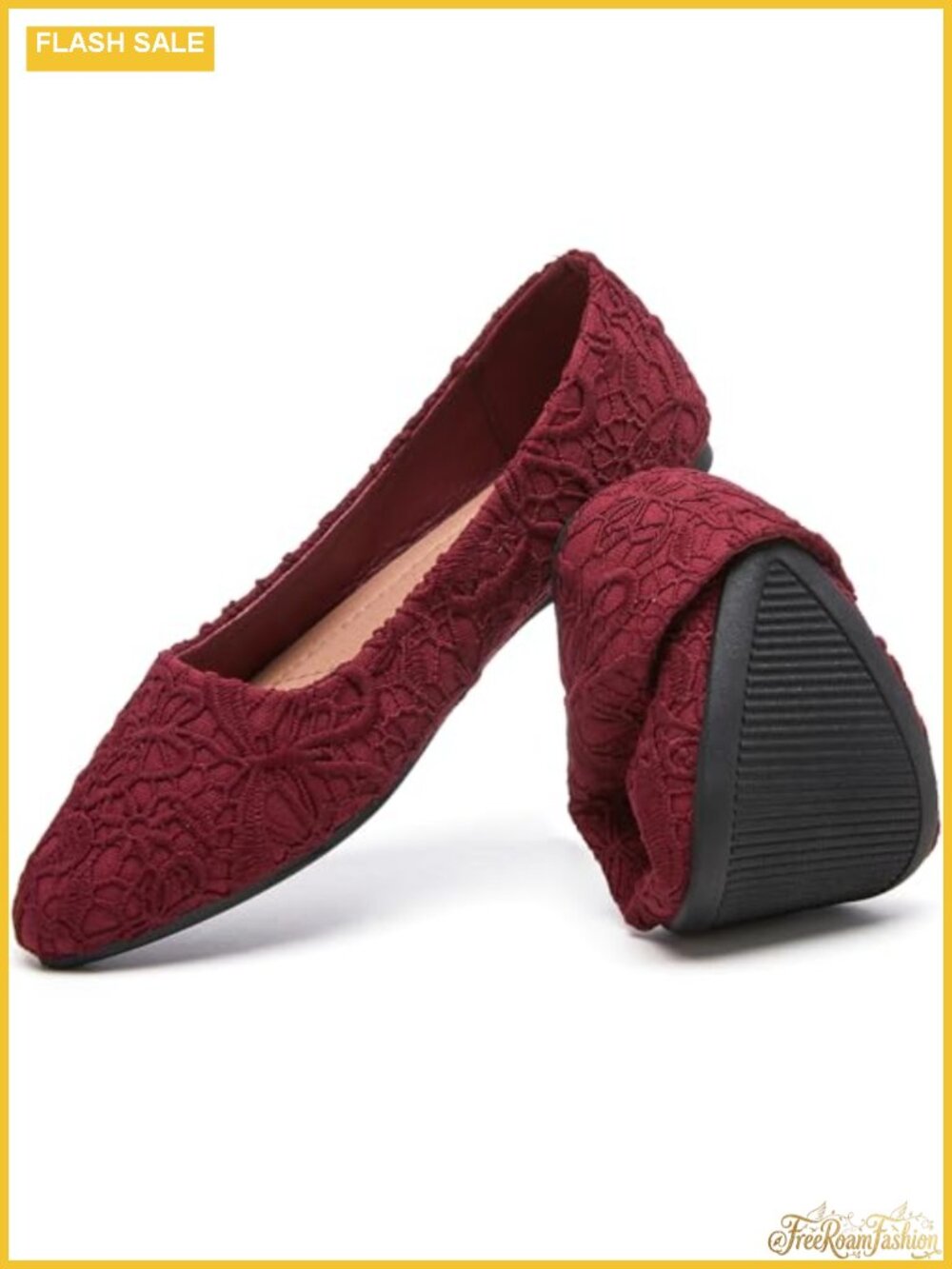Lace Mesh Embroidered Pointed Toe Ballet Flats